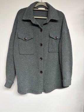 Ces Femme Green Teal Textured Knit Shacket